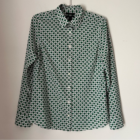 J. Crew Novelty Print Hearts & Bees Button Up Crisp Contemporary Perfect Shirt - Picture 1 of 12